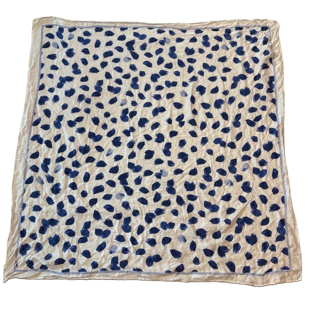 Scoop 100% Silk Scarf Square Blue White Coastal Vacation Resort Cruise